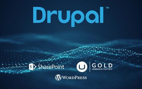 Image with Drupal, SharePoint, Gold Umbraco Partner, and WordPress logos