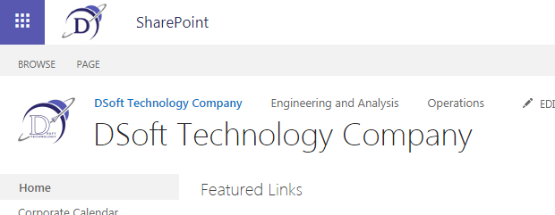 Screenshot of Microsoft SharePoint website