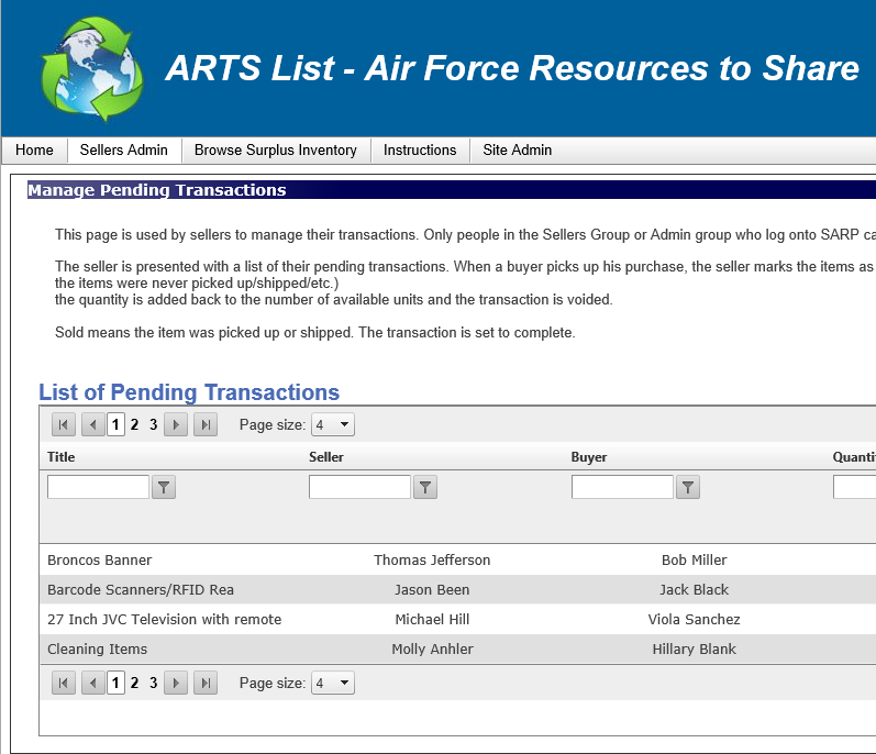 ARTS List Pending Transactions